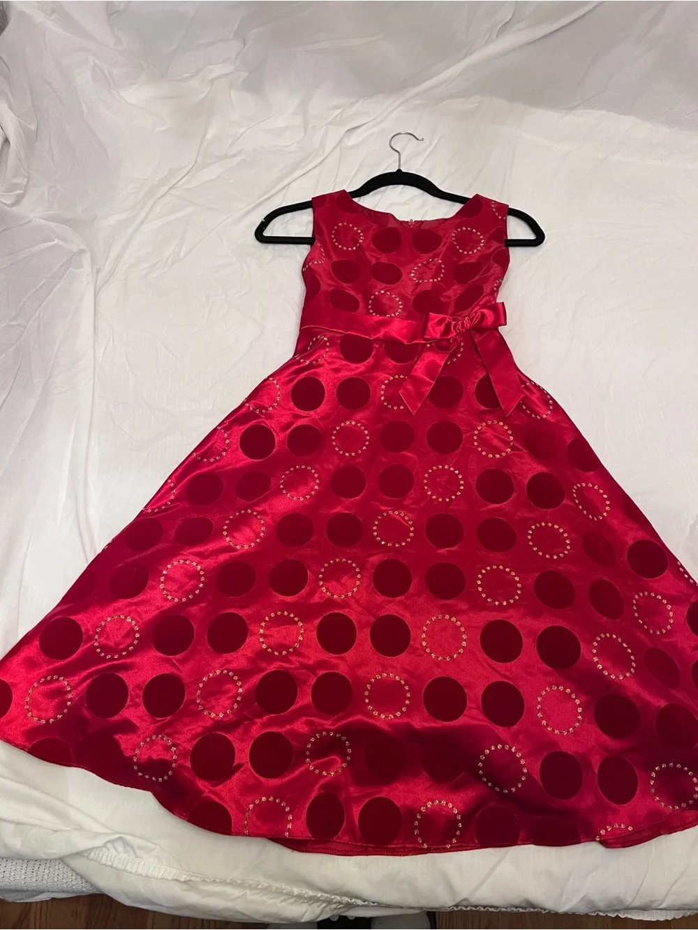 Rare Editions Slim 10/12 Velvet and Glittered Sequins Polka Dot Holiday Dress